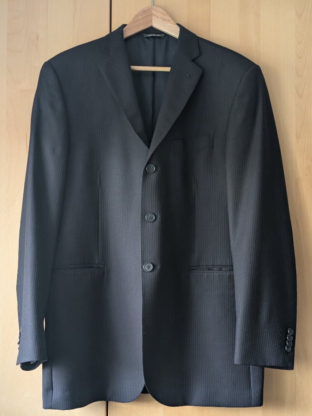 Zanetti Men’s 100% Wool Blazer Made in Italy Dark Navy Pinstripe Size 40R